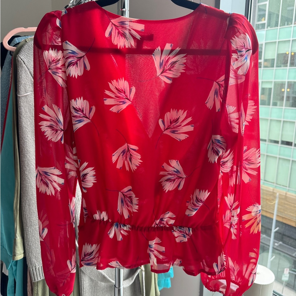 Express sheer red top. Size M. Only worn 2 times. Like new in condition.